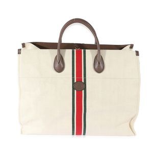 Gucci Beige Web Linen Foldable Tote